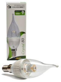 Лампа светодиодная E14 5W 4000K прозрачная LC-CDTCL-5/E14/840 L156