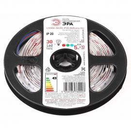 Светодиодная лента ЭРА 7,2W/m 30LED/m 5050SMD RGB 5M LS5050-7,2-30-12-RGB-IP20-1 year-5m