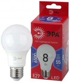 Лампа светодиодная ЭРА E27 8W 6500K матовая LED A60-8W-865-E27 Б0048502