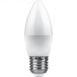 Лампа светодиодная Feron E27 9W 6400K Свеча Матовая LB-570 25938