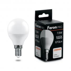 Лампа светодиодная Feron E14 7,5W 6400K матовая LB-1407 38073
