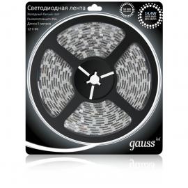 Светодиодная влагозащищенная лента Gauss 14,4W/m 60LED/m 5050SMD холодный белый 5M 311000314