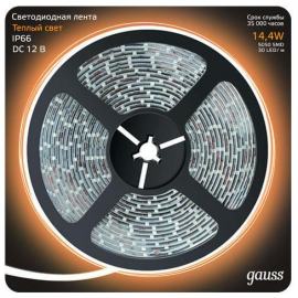 Светодиодная влагозащищенная лента Gauss 14,4W/m 60LED/m 5050SMD теплый белый 5M 311000114